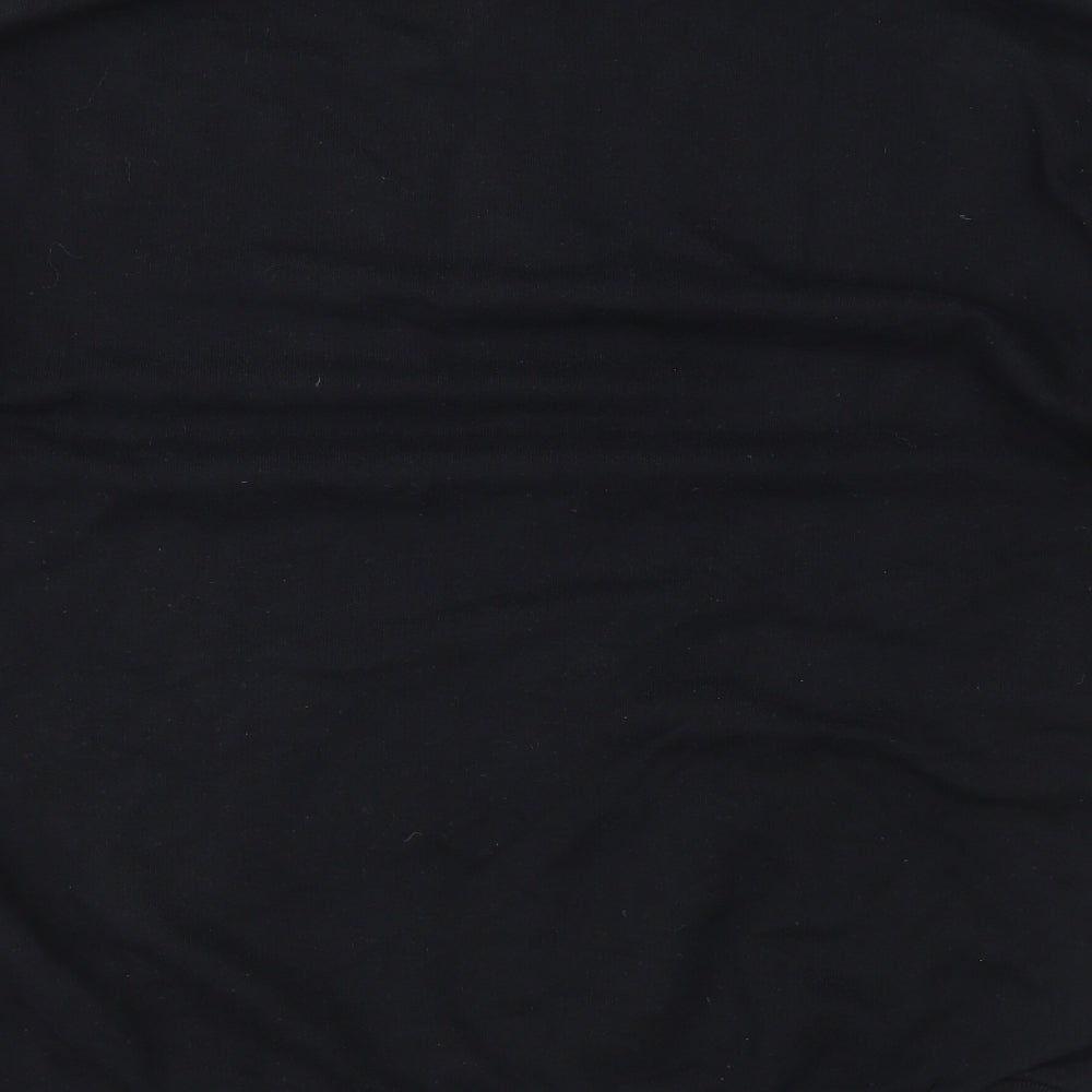 Brand and care label for Forever 21 women’s black floral full zip sweatshirt, size M