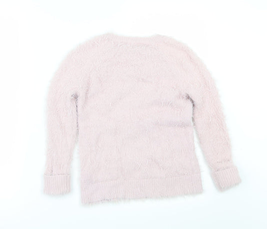 H&M Girls Pink   Pullover Jumper Size 7-8 Years  - FLUFFY