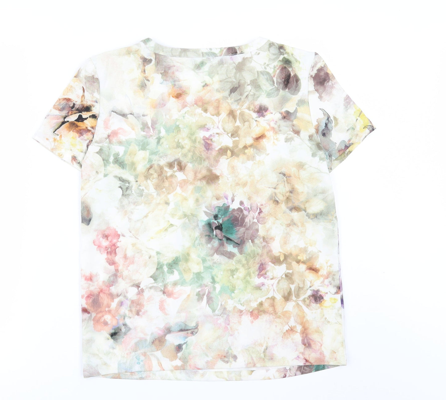 Villa Womens Beige Floral  Basic T-Shirt Size XS