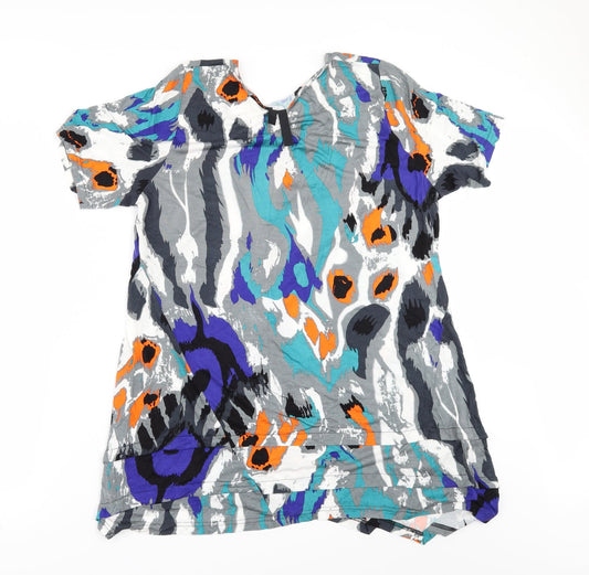 TS Womens Multicoloured Geometric  Basic T-Shirt Size XS  - Shaped hem