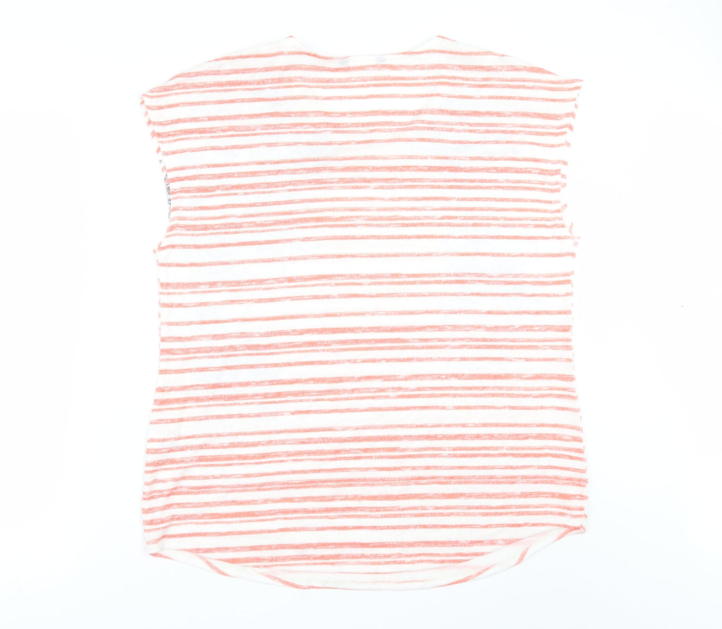 Preworn Womens Orange Striped  Basic T-Shirt Size 14