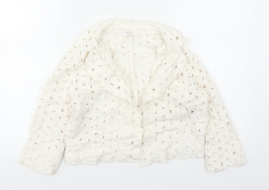 Marks & Spencer Womens White   Cardigan Jumper Size 12