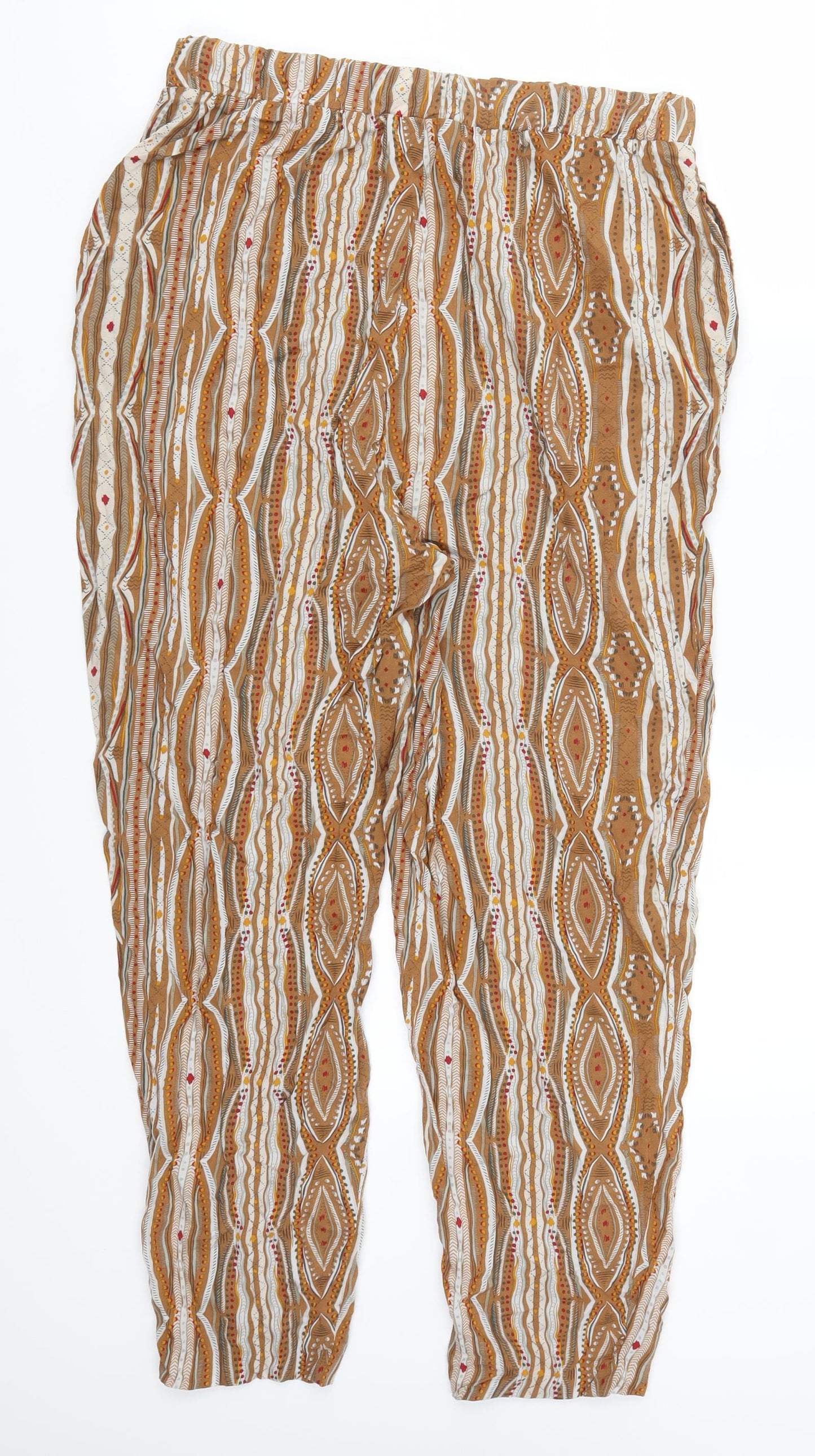 ESMARA Womens Brown Geometric  Trousers  Size 12 L25 in