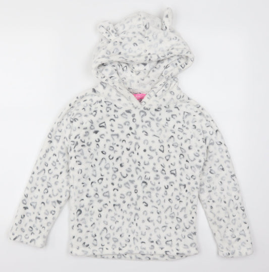 Love Sleep Girls White Animal Print  Top Pyjama Top Size 9-10 Years  - Ears on Hood
