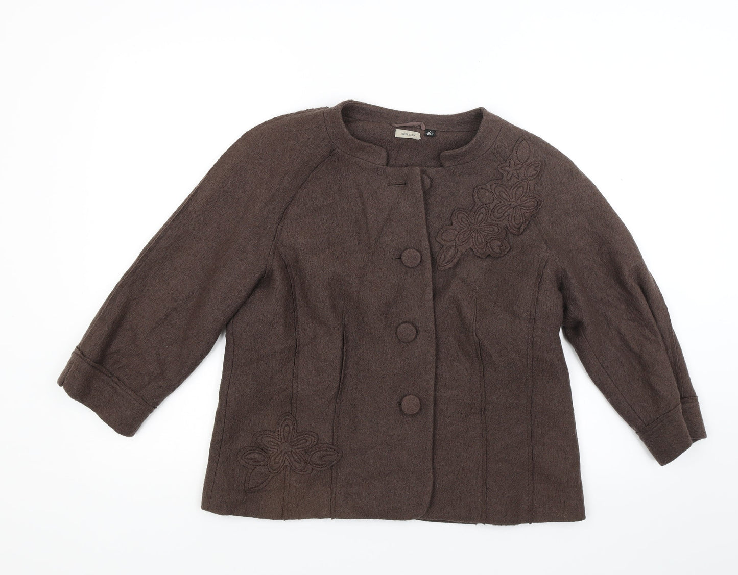 Coercion Womens Brown  Knit Jacket Blazer Size 14