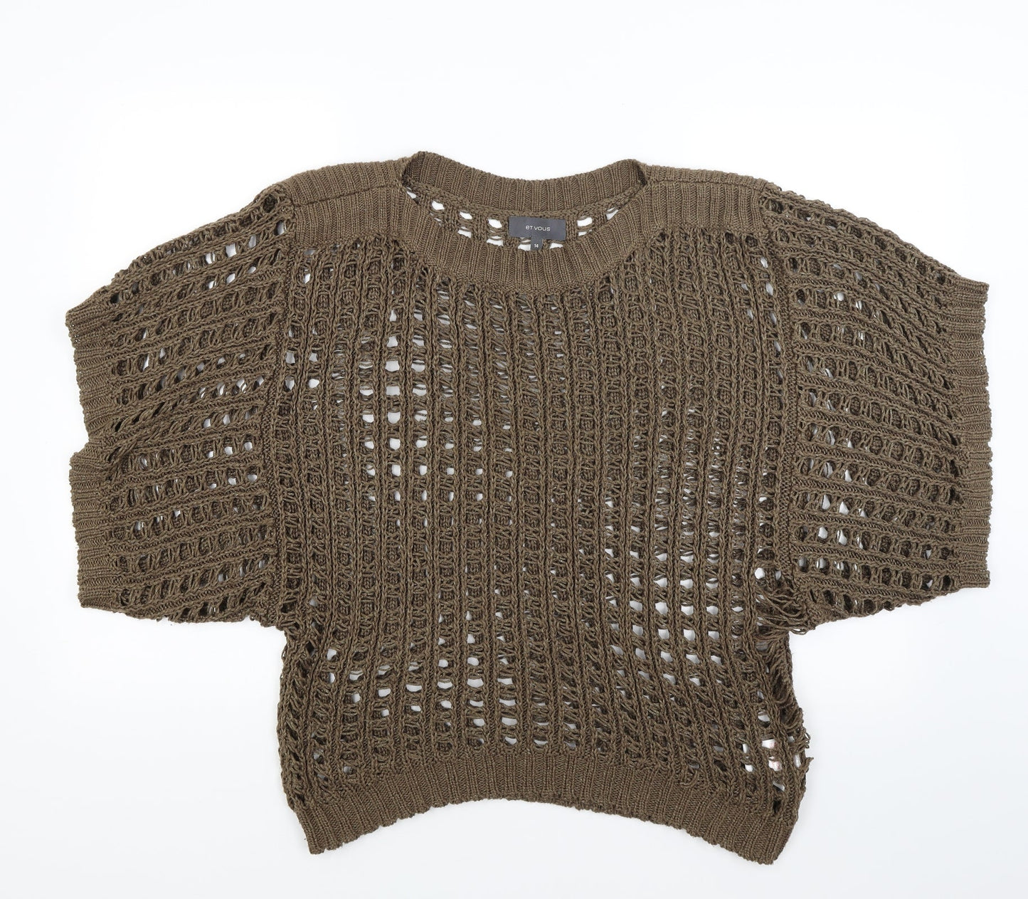 Et Vous Womens Brown  Knit Pullover Jumper Size 14
