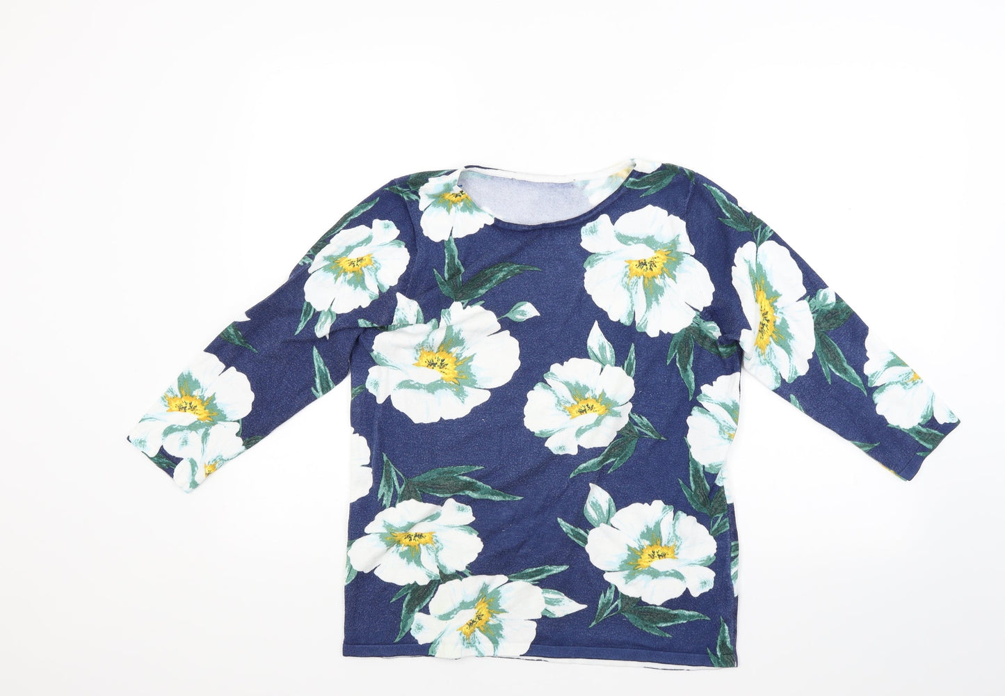 Preworn Womens Blue Floral  Pullover Jumper Size 12