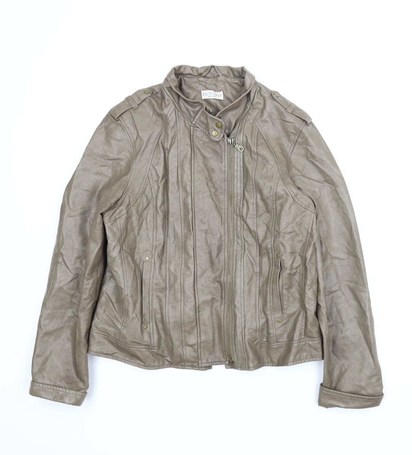 M&S Womens Brown   Motorcycle Jacket Coat Size 16