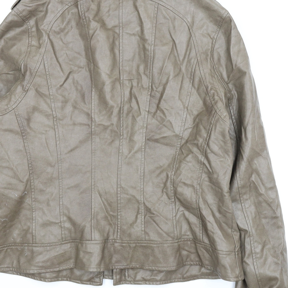 M&S Womens Brown   Motorcycle Jacket Coat Size 16