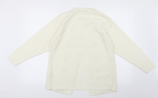 Sanco Womens White  Knit Cardigan Jumper Size L