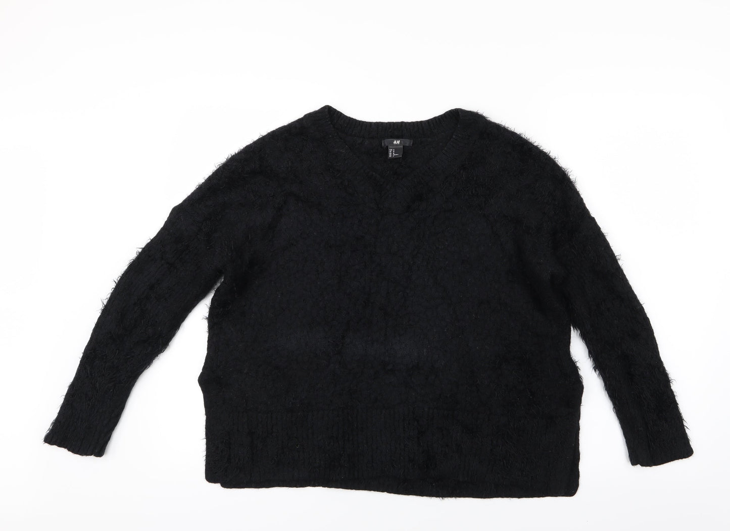 H&M Womens Black  Knit Pullover Jumper Size 10