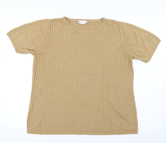 BHS Womens Beige  Knit Basic T-Shirt Size 18