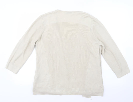 Marks and Spencer Womens Ivory  Knit Pullover Jumper Size 16  - Top and cardigan in one