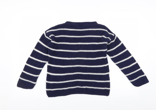 Marks and Spencer Girls Blue Striped  Pullover Jumper Size 13-14 Years