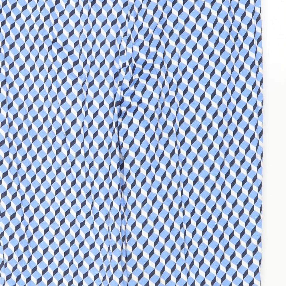 Marks and Spencer Womens Blue Geometric  Trousers  Size 10 L22 in - short Leg