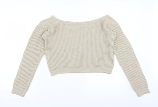 Boohoo Womens Beige   Pullover Jumper Size S  - cropped
