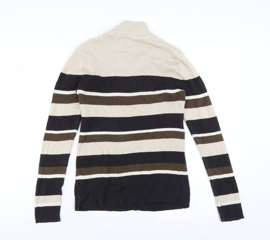 Croft & Barrow Womens Beige Striped  Pullover Jumper Size M