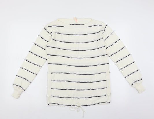 Dorothy Perkins Womens White Striped  Pullover Jumper Size S
