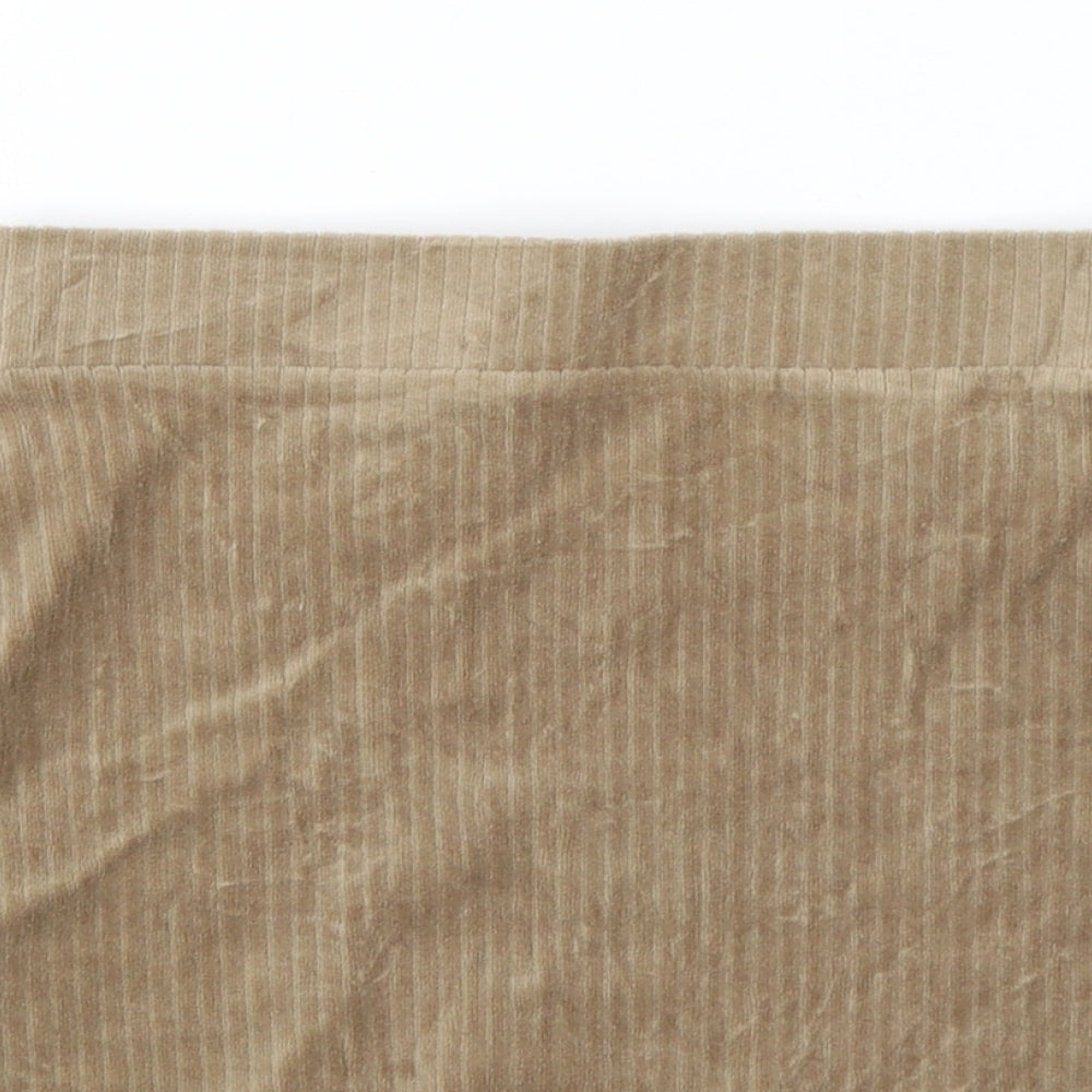 Close-up detail of Monki women’s beige a-line skirt, size S