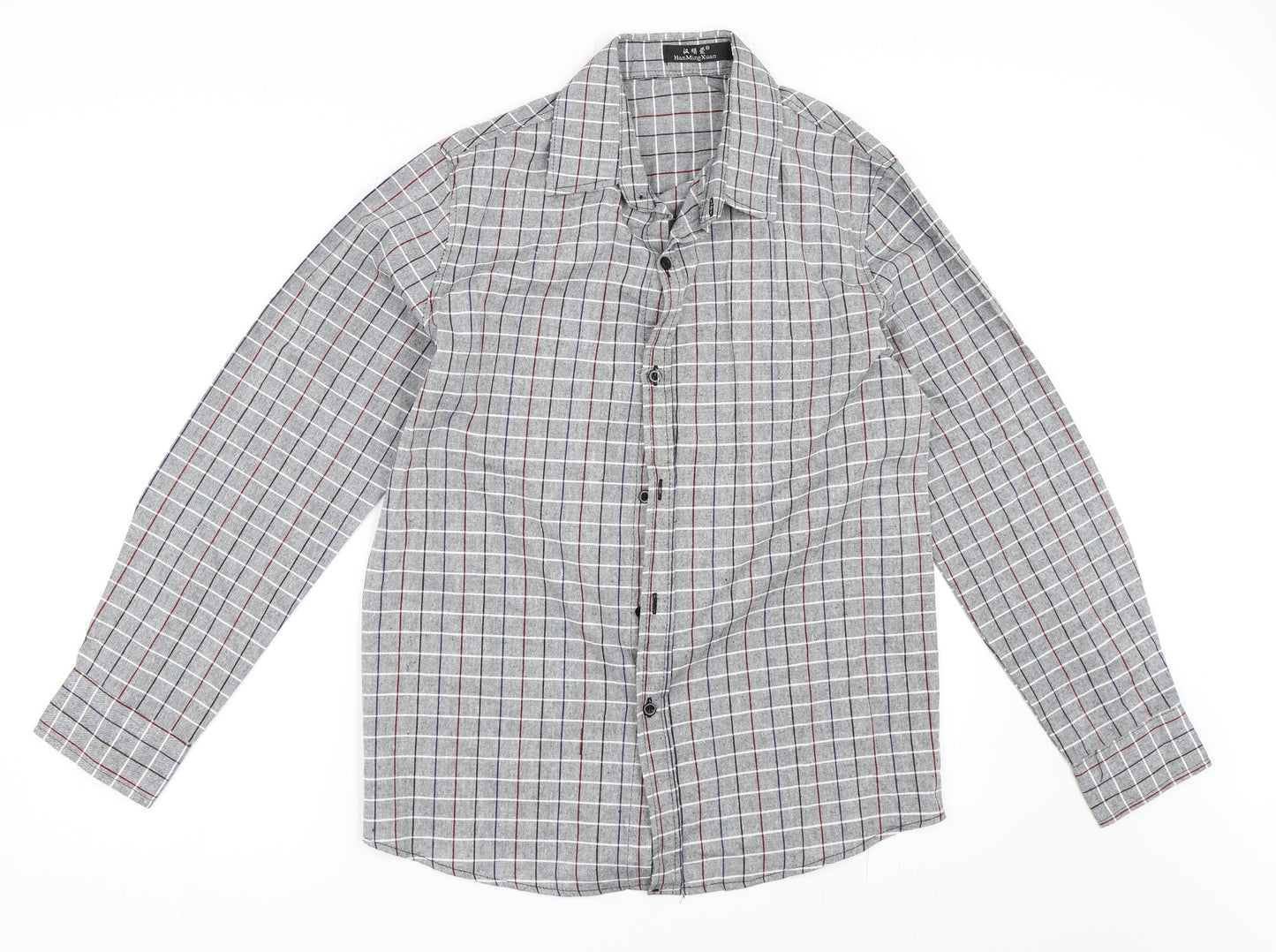 Preworn Mens Grey Check   Button-Up Size XL