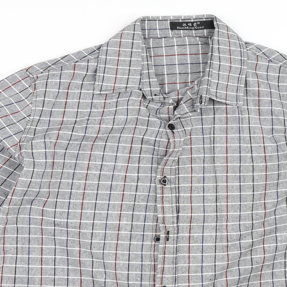 Preworn Mens Grey Check   Button-Up Size XL