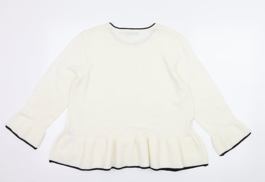 Per Una Womens White  Knit Pullover Jumper Size 14