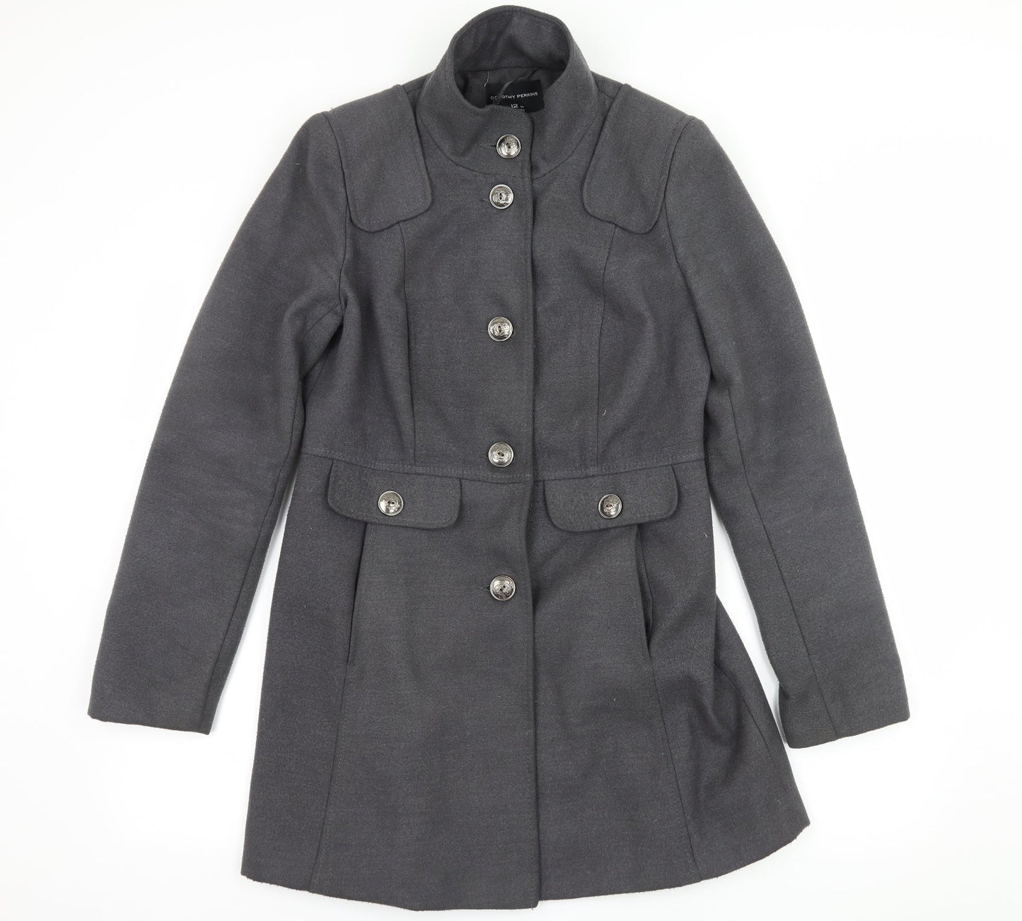 Dorothy Perkins Womens Grey   Pea Coat Jacket Size 12