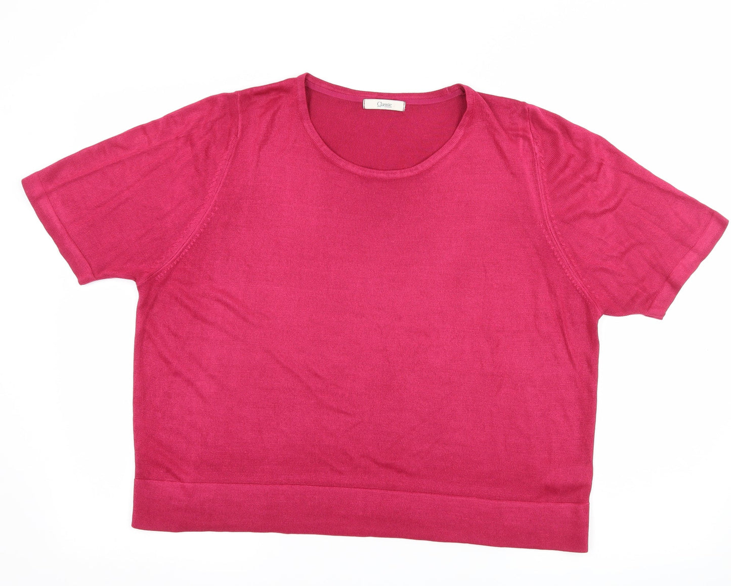 Marks and Spencer Womens Pink  Knit Basic T-Shirt Size 18