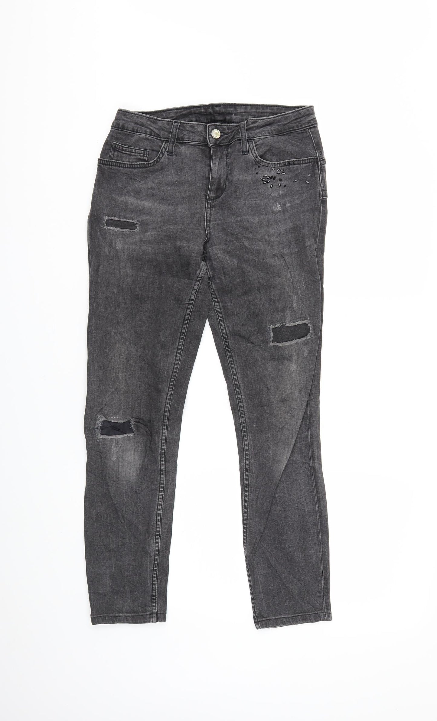 Preworn Womens Grey  Denim Skinny Jeans Size 28 in L32 in