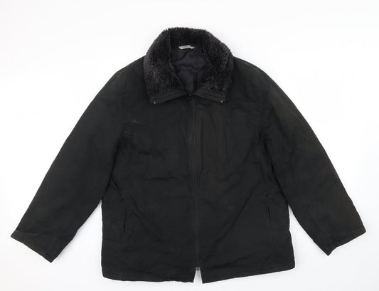 M&S Womens Black   Jacket Coatigan Size 18  - flees collar