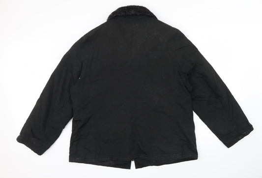 M&S Womens Black   Jacket Coatigan Size 18  - flees collar