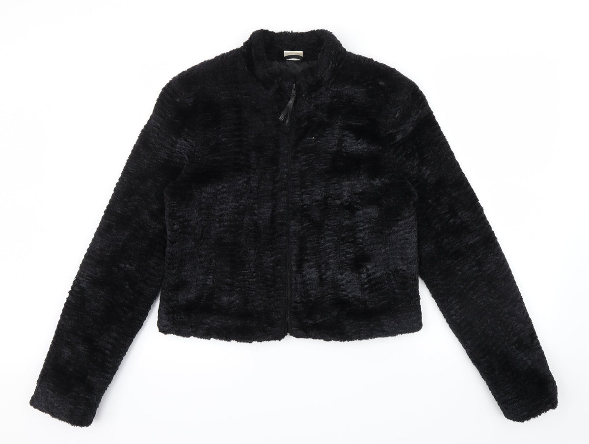 Front view of Tammy girls’ black colourblock anorak coat