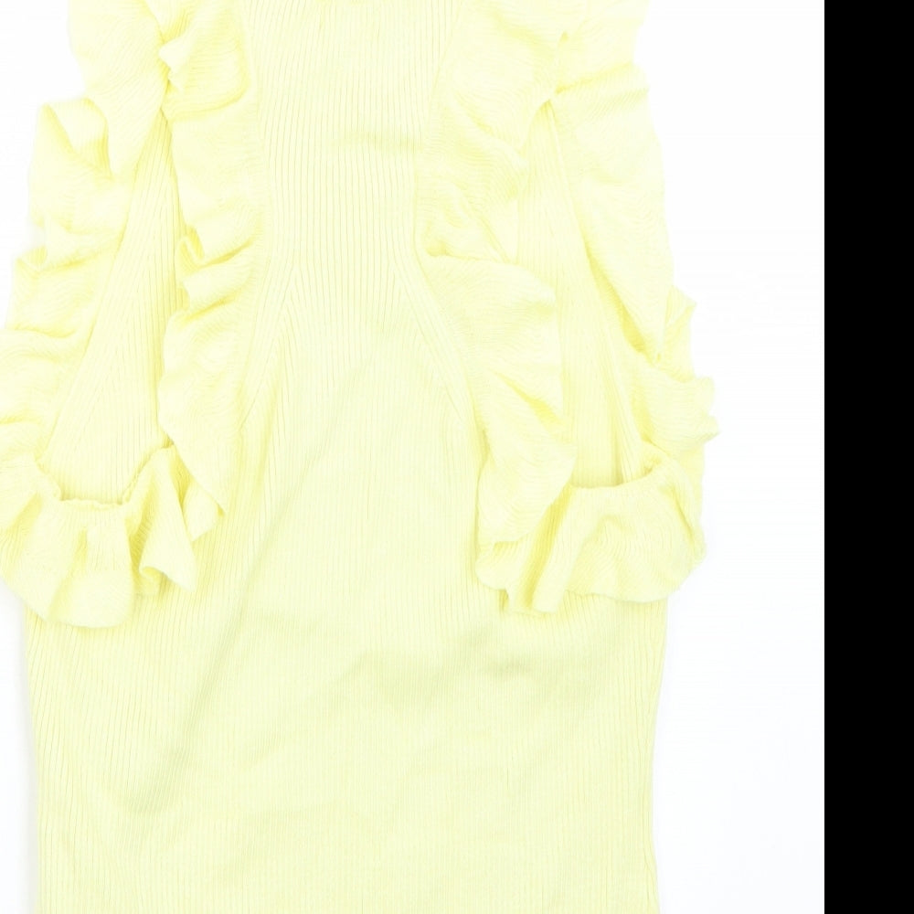 H&M Womens Yellow   Basic T-Shirt Size M