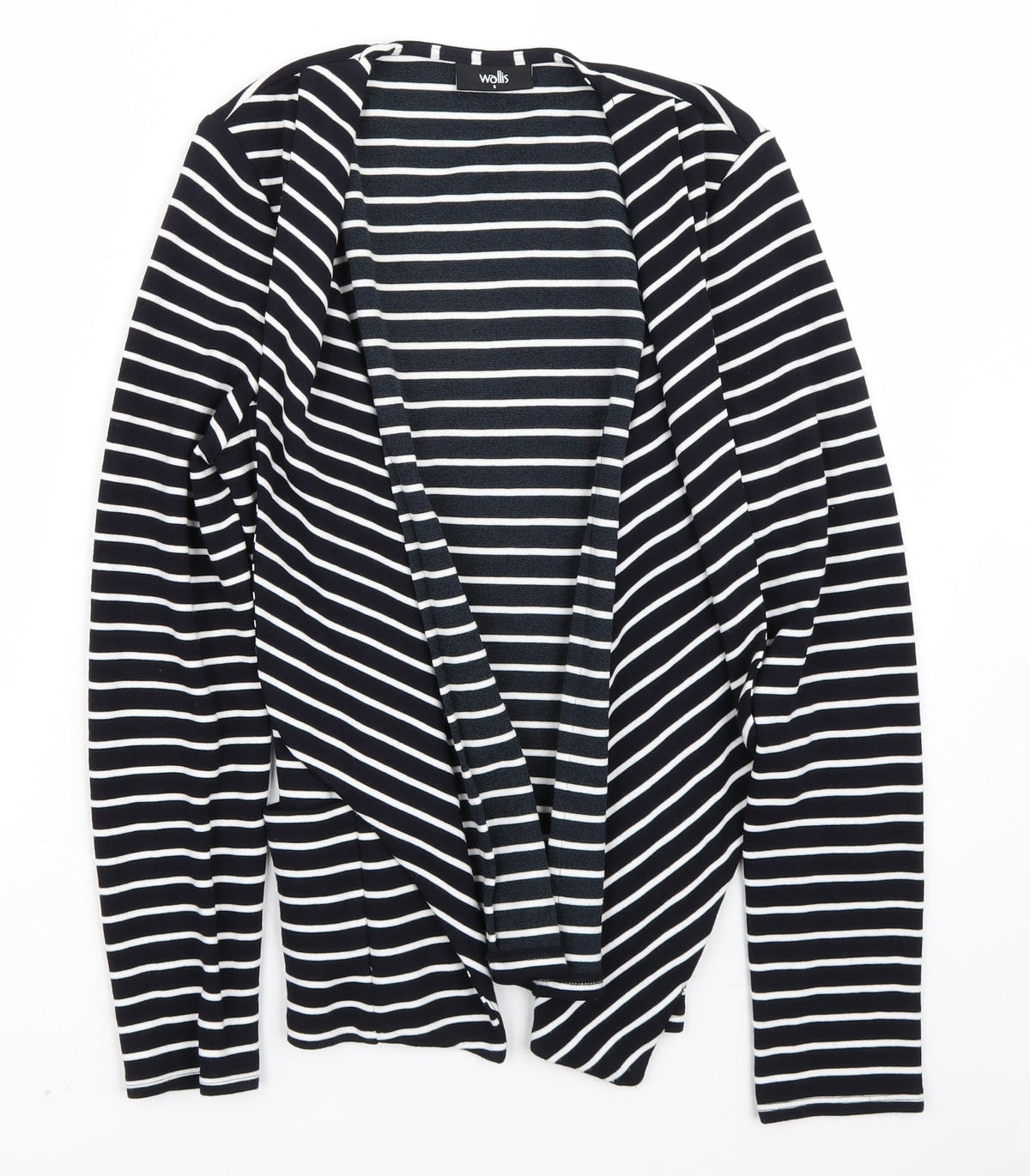 Front view of Wallis women’s white striped cardigan jumper, size S
