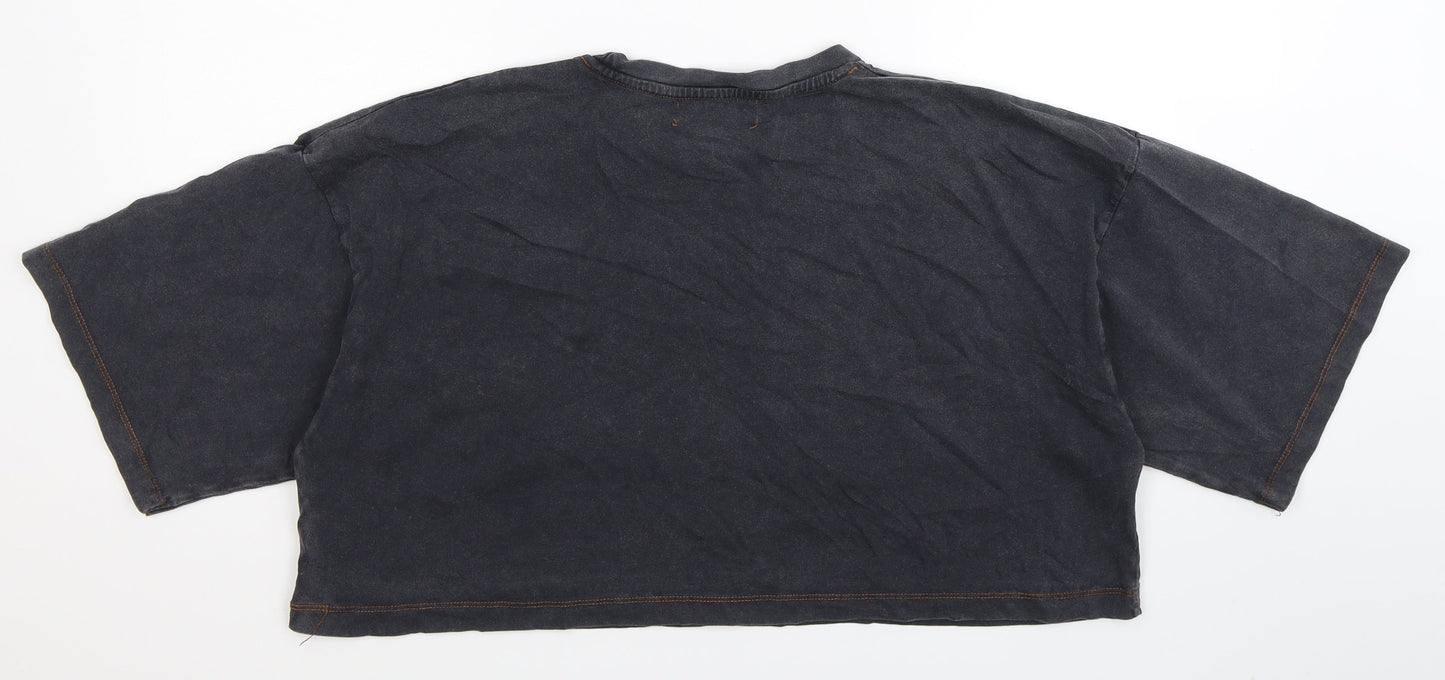 Missguided Womens Blue   Basic T-Shirt Size 8  - Oversized Crop