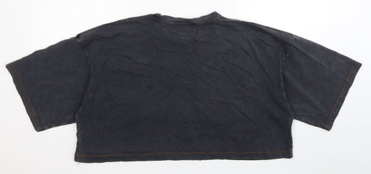 Missguided Womens Blue   Basic T-Shirt Size 8  - Oversized Crop