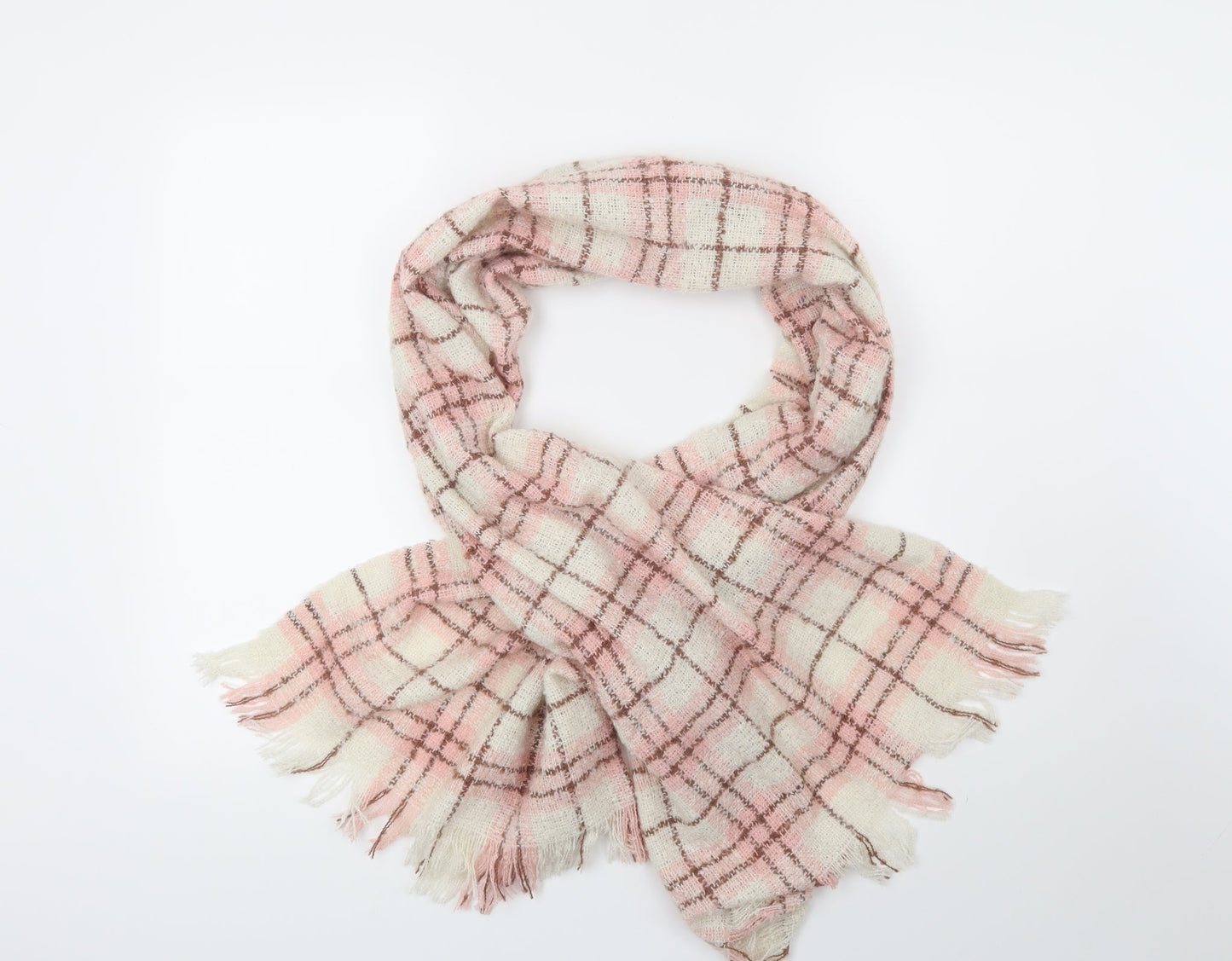 Preworn Womens Beige Check   Scarf