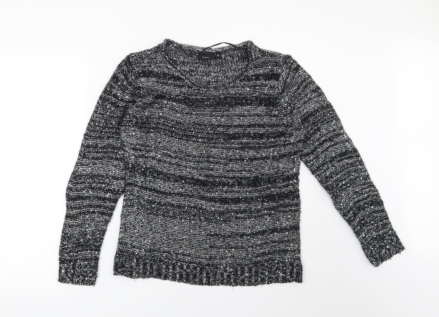 Preworn Womens Black Striped  Pullover Jumper Size XS
