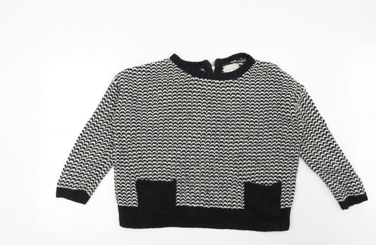 New Look Womens Black Geometric  Pullover Jumper Size 12