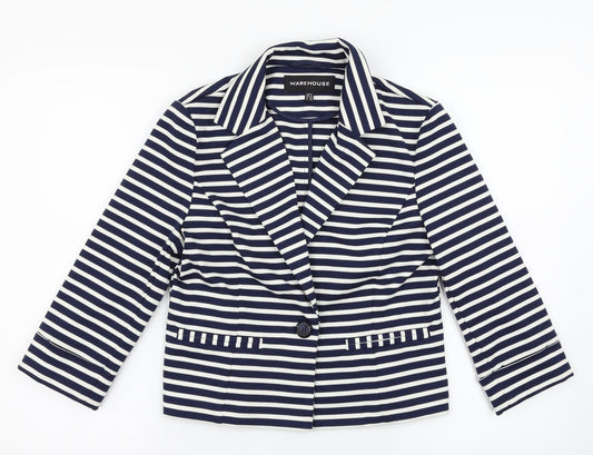 Warehouse Womens Multicoloured Striped  Jacket Blazer Size 12