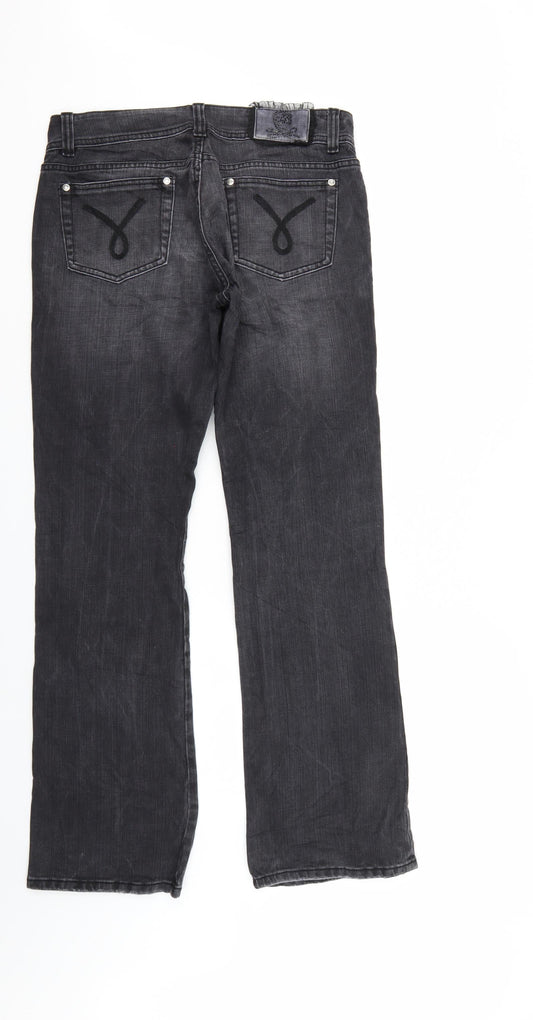 Xanaka Womens Black  Denim Straight Jeans Size 12 L32 in