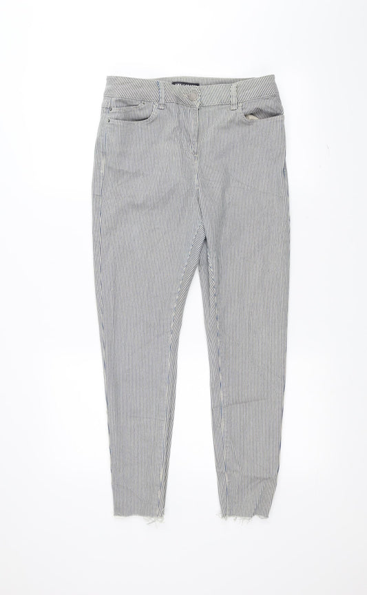 Marks and Spencer Womens White Striped  Skinny Jeans Size 10 L25 in