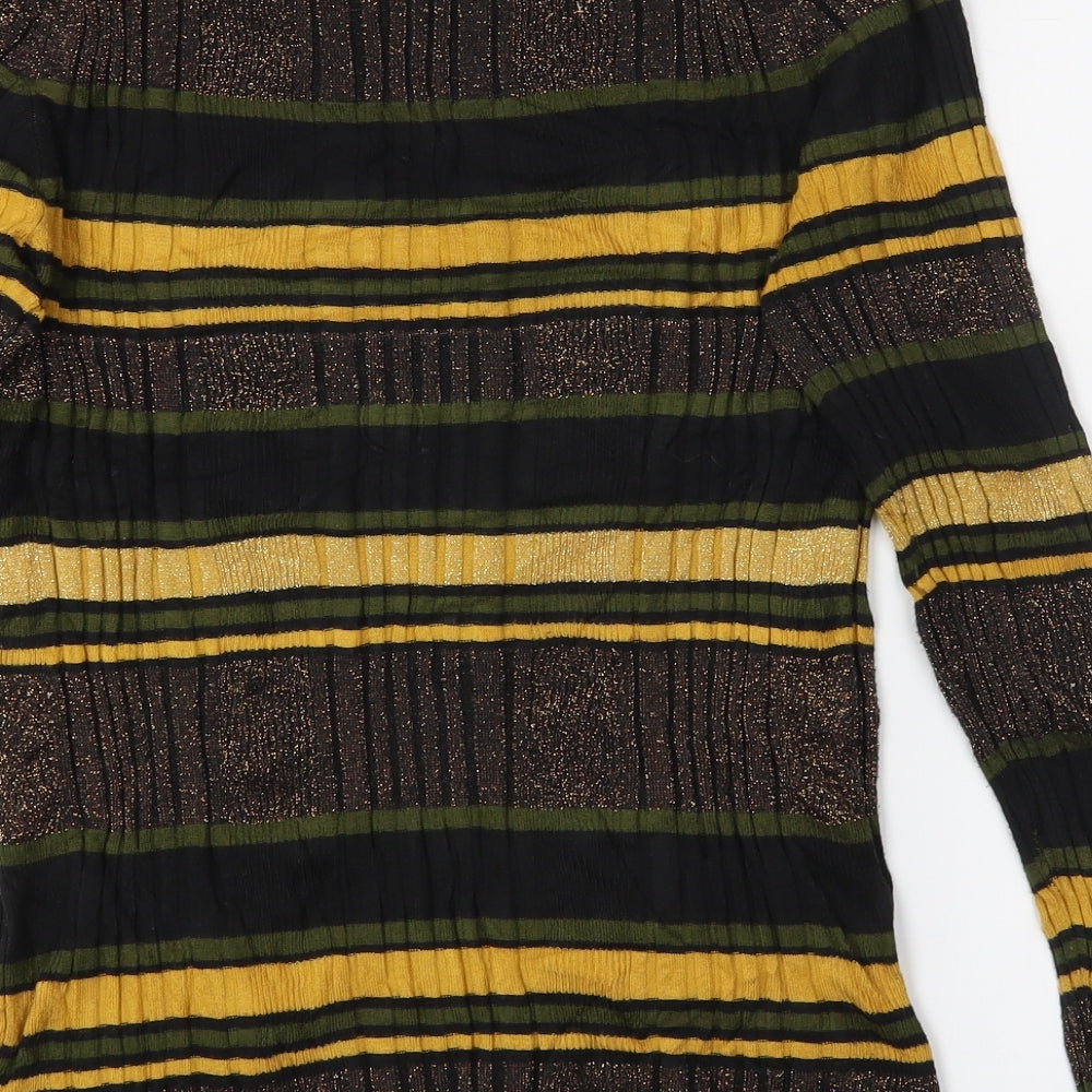 M&S Womens Gold Striped  Pullover Jumper Size 12