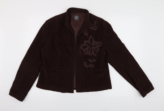 iz Womens Brown Floral  Jacket  Size L