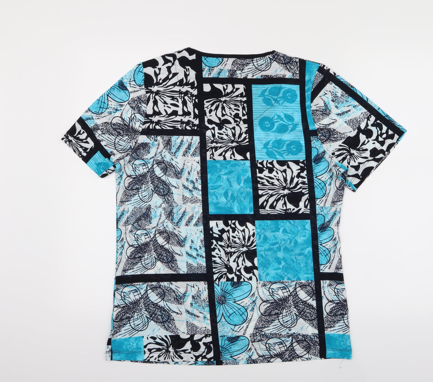 tigi Womens Blue Floral  Basic Blouse Size 14