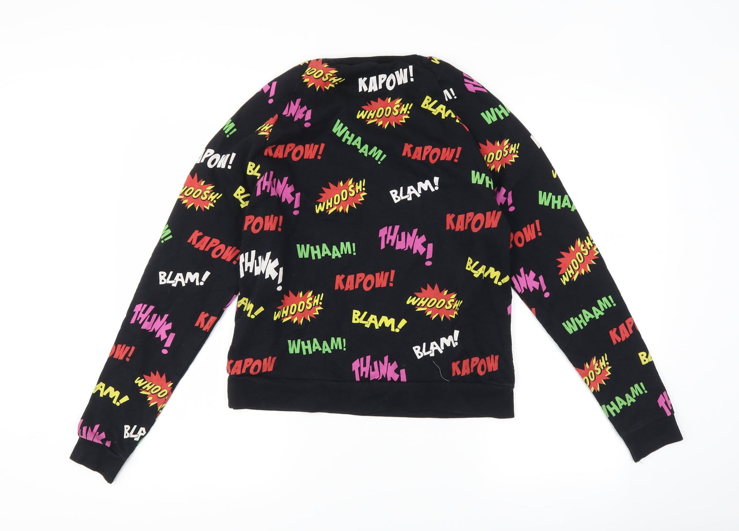 Topshop Womens Black   Pullover Sweatshirt Size 10  - slogan