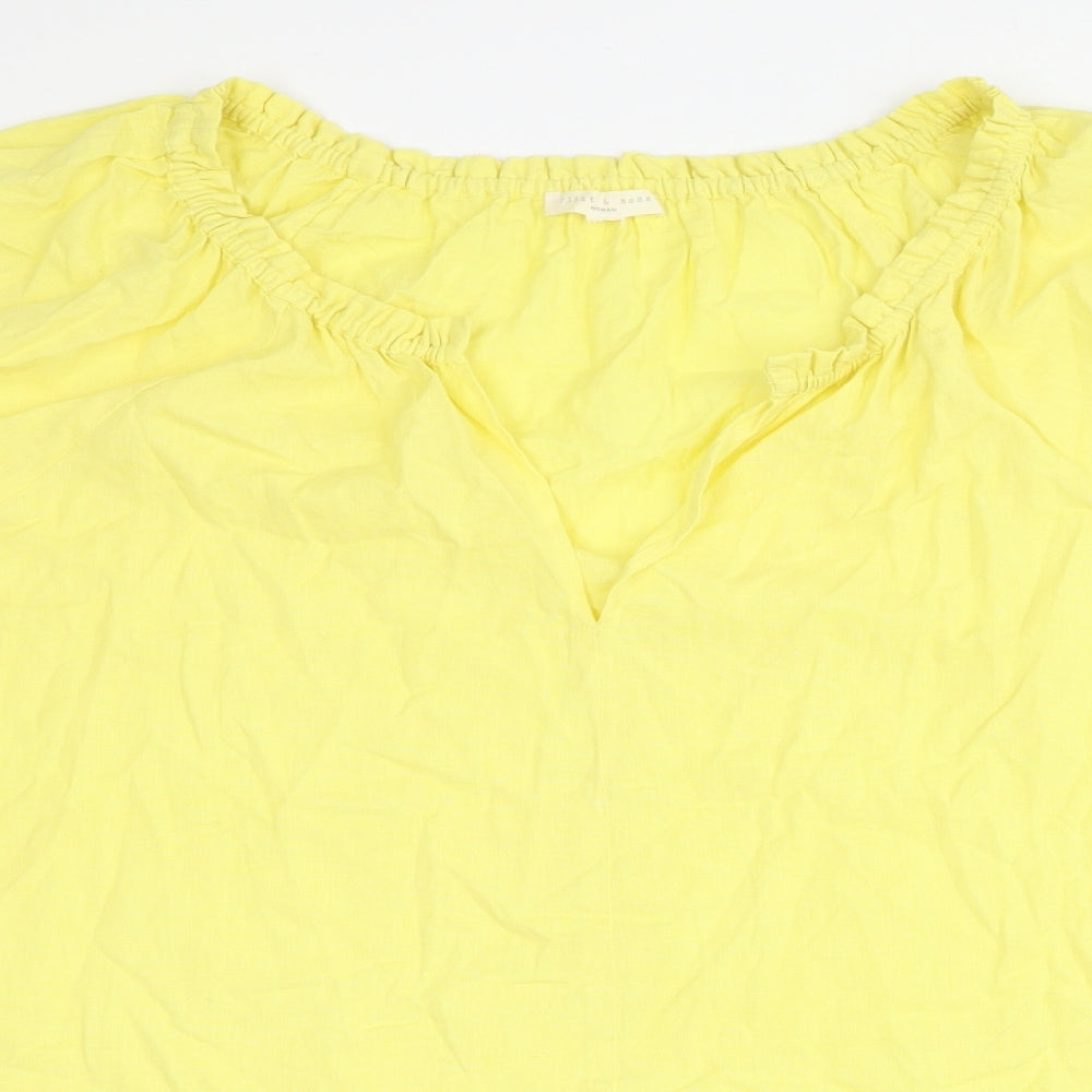 flint & moss Womens Yellow   Basic Blouse Size 2XL