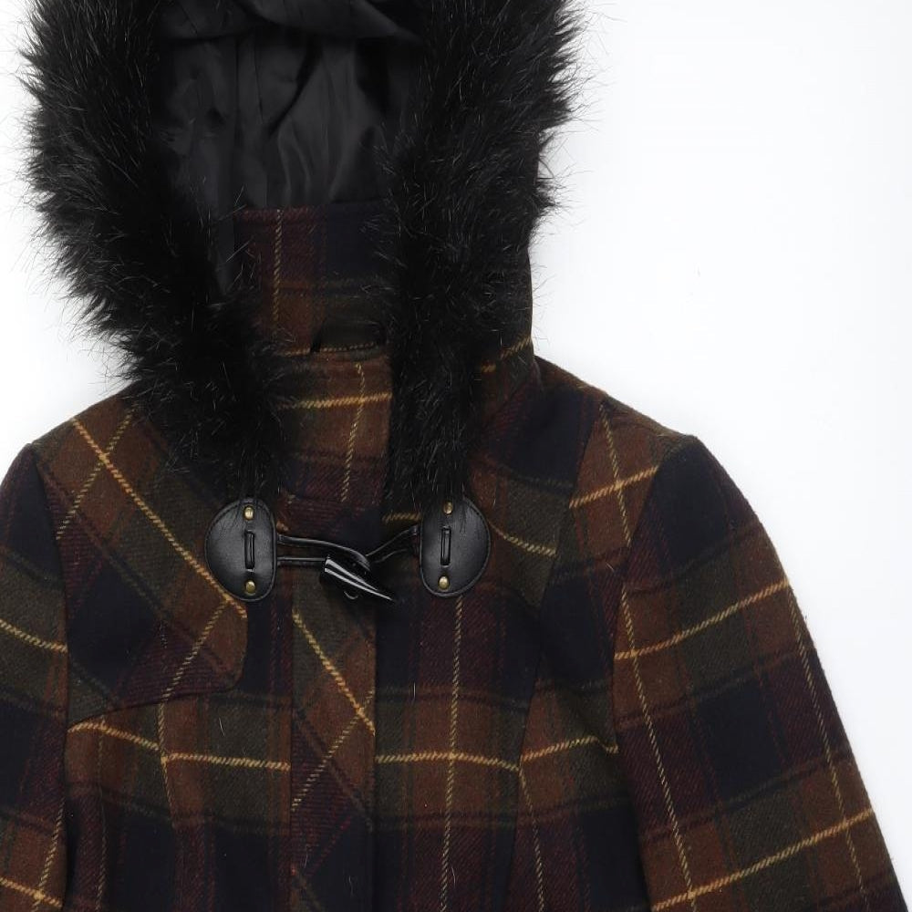George` Womens Multicoloured Check  Overcoat Coat