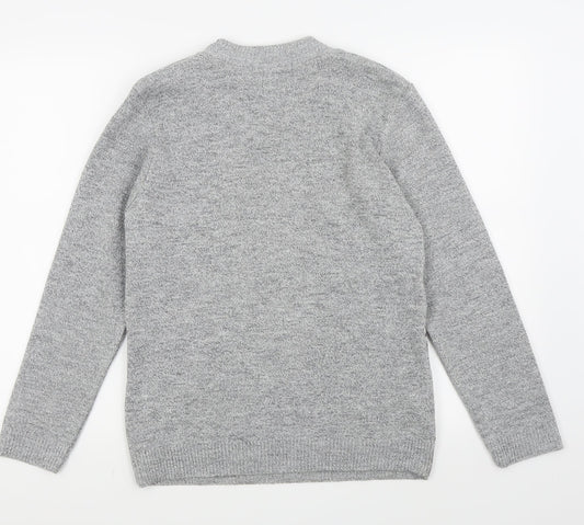 pure and natural Womens Grey Floral  Pullover Jumper Size M