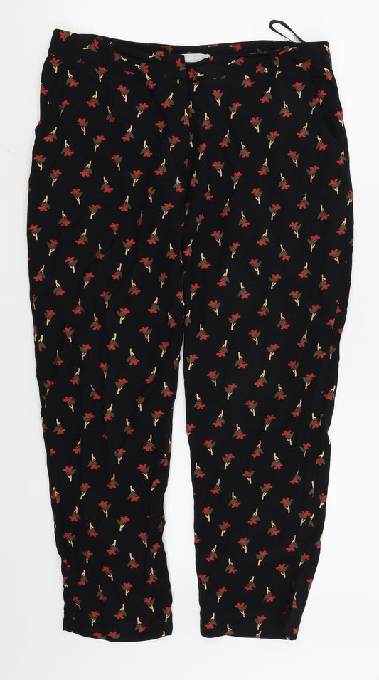 REDHERRING Womens Black Floral  Trousers  Size 12 L23 in